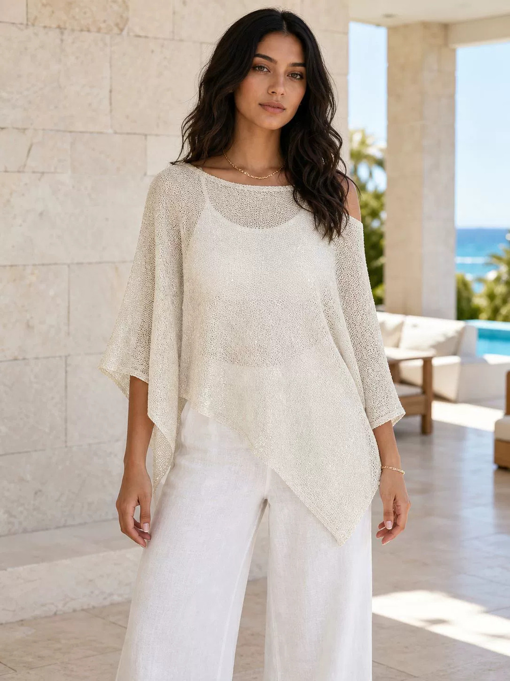 ZARA Summer Irregular Lightweight Loose Knit Beach Top